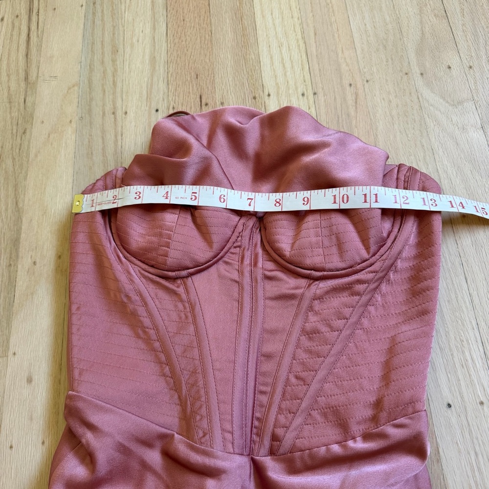 House of CB NWT Myrna Satin Midi Corset Slip Dress Dusty Pink Size Small Formal - Picture 12 of 14